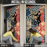 Ska 2 Tone Door Cover Big Ben Dance Two Tone Blue Checkerboard - Wonder Print Shop