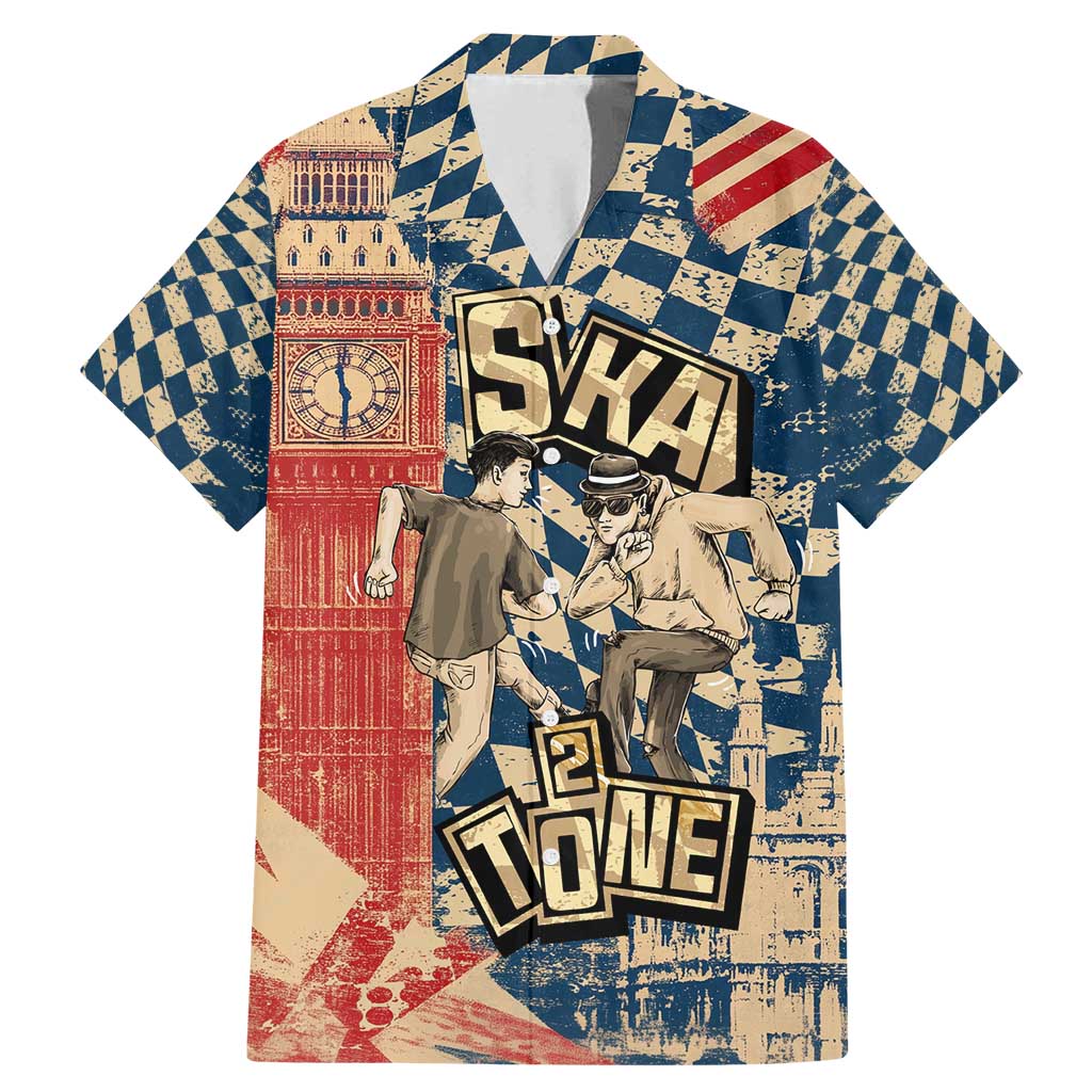 Ska 2 Tone Family Matching Mermaid Dress and Hawaiian Shirt Big Ben Dance Two Tone Blue Checkerboard - Wonder Print Shop