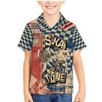 Ska 2 Tone Family Matching Mermaid Dress and Hawaiian Shirt Big Ben Dance Two Tone Blue Checkerboard - Wonder Print Shop