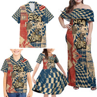 Ska 2 Tone Family Matching Off Shoulder Maxi Dress and Hawaiian Shirt Big Ben Dance Two Tone Blue Checkerboard - Wonder Print Shop
