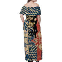 Ska 2 Tone Family Matching Off Shoulder Maxi Dress and Hawaiian Shirt Big Ben Dance Two Tone Blue Checkerboard - Wonder Print Shop