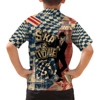 Ska 2 Tone Family Matching Puletasi and Hawaiian Shirt Big Ben Dance Two Tone Blue Checkerboard - Wonder Print Shop