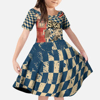 Ska 2 Tone Family Matching Puletasi and Hawaiian Shirt Big Ben Dance Two Tone Blue Checkerboard - Wonder Print Shop
