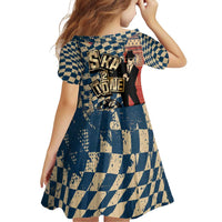 Ska 2 Tone Family Matching Puletasi and Hawaiian Shirt Big Ben Dance Two Tone Blue Checkerboard - Wonder Print Shop