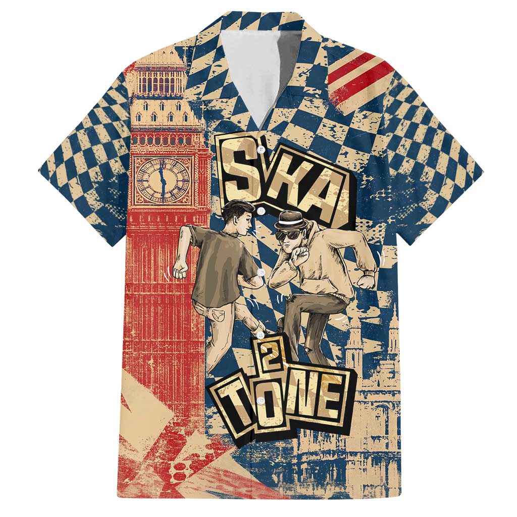 Ska 2 Tone Family Matching Puletasi and Hawaiian Shirt Big Ben Dance Two Tone Blue Checkerboard - Wonder Print Shop
