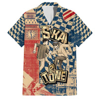 Ska 2 Tone Family Matching Puletasi and Hawaiian Shirt Big Ben Dance Two Tone Blue Checkerboard - Wonder Print Shop