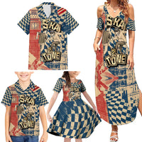 Ska 2 Tone Family Matching Summer Maxi Dress and Hawaiian Shirt Big Ben Dance Two Tone Blue Checkerboard - Wonder Print Shop