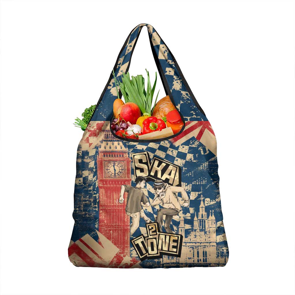 Ska 2 Tone Grocery Bag Big Ben Dance Two Tone Blue Checkerboard - Wonder Print Shop