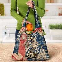 Ska 2 Tone Grocery Bag Big Ben Dance Two Tone Blue Checkerboard - Wonder Print Shop