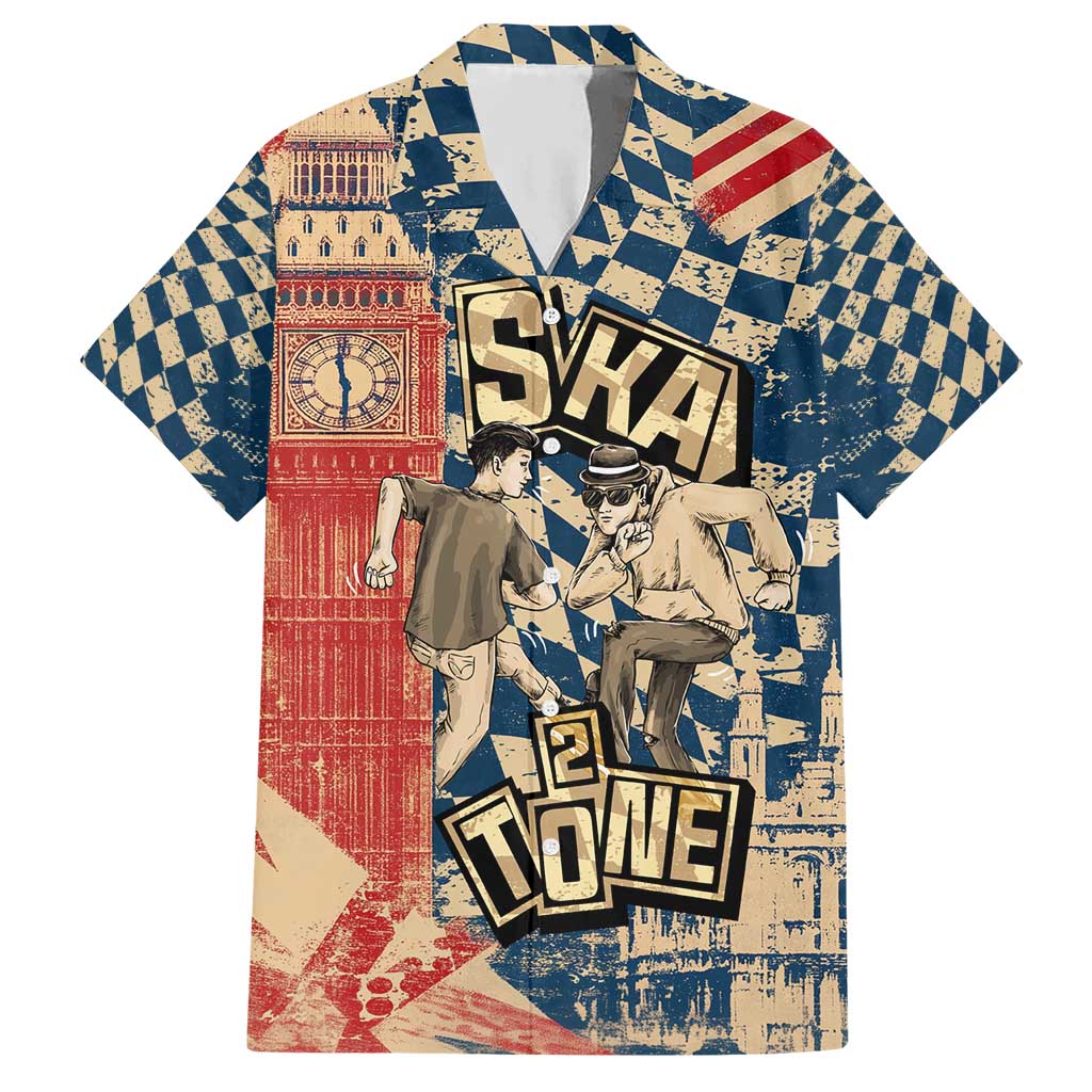 Ska 2 Tone Hawaiian Shirt Big Ben Dance Two Tone Blue Checkerboard - Wonder Print Shop