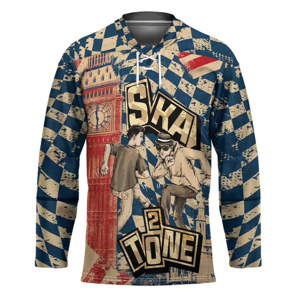 Ska 2 Tone Hockey Jersey Big Ben Dance Two Tone Blue Checkerboard - Wonder Print Shop