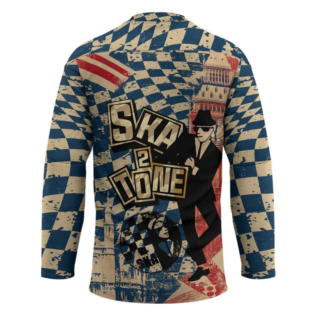 Ska 2 Tone Hockey Jersey Big Ben Dance Two Tone Blue Checkerboard - Wonder Print Shop