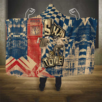 Ska 2 Tone Hooded Blanket Big Ben Dance Two Tone Blue Checkerboard - Wonder Print Shop