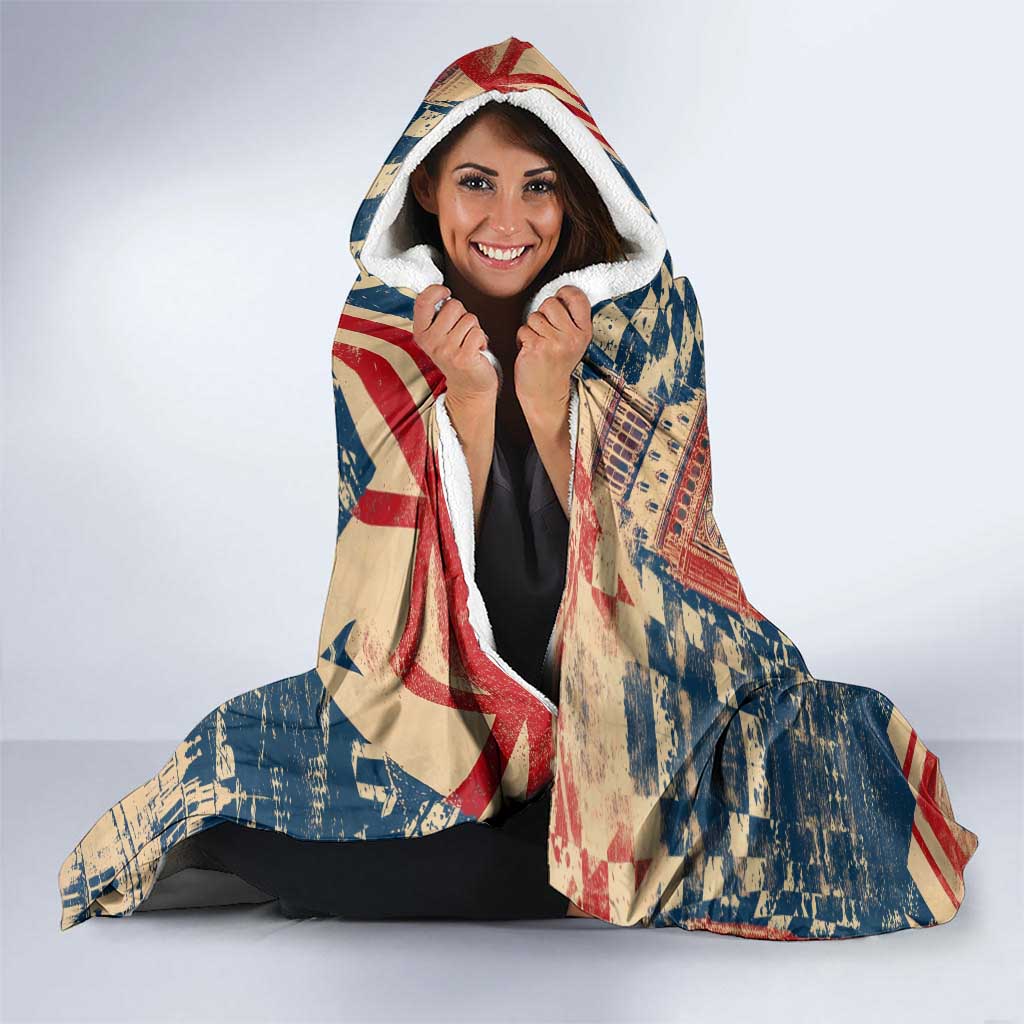 Ska 2 Tone Hooded Blanket Big Ben Dance Two Tone Blue Checkerboard - Wonder Print Shop