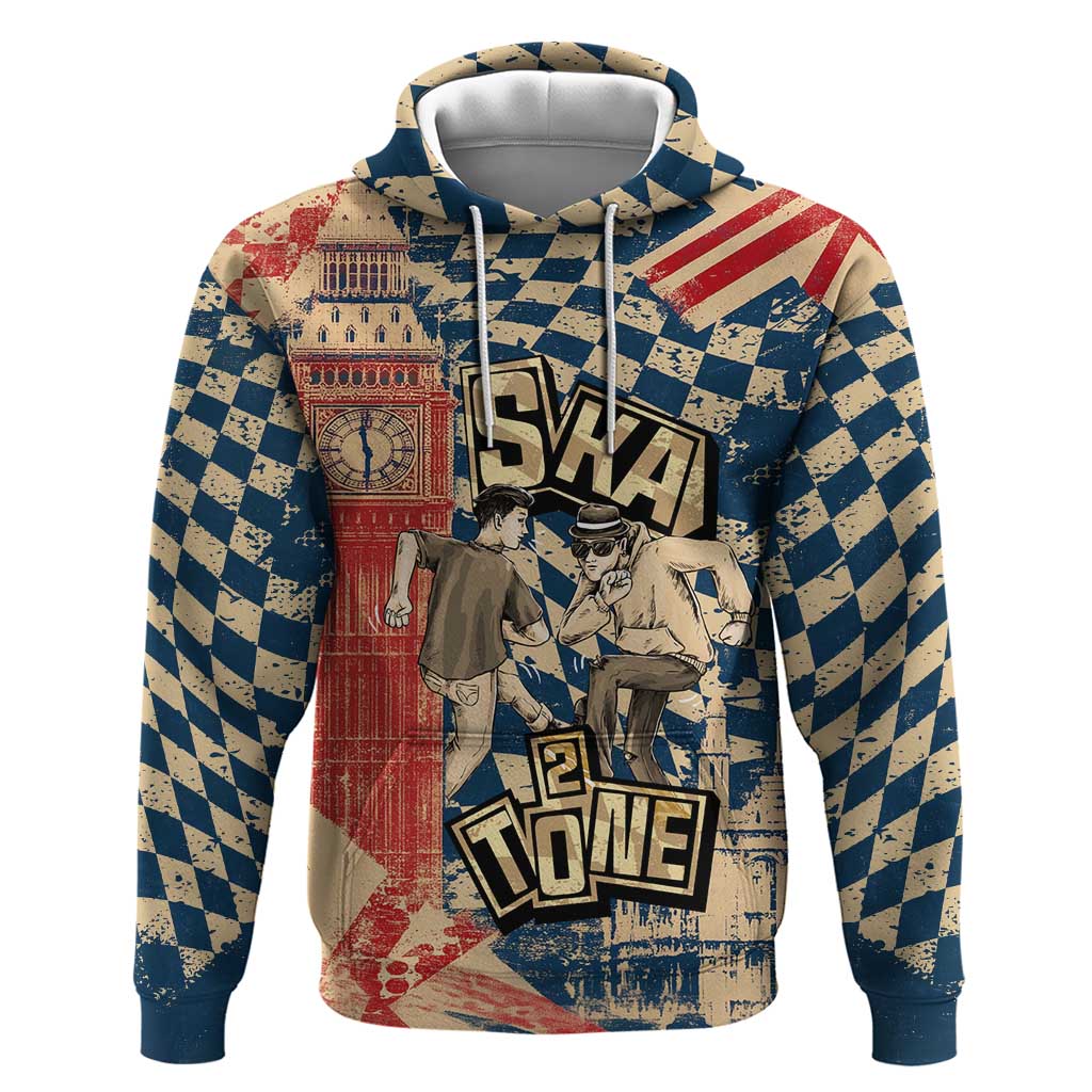 Ska 2 Tone Hoodie Big Ben Dance Two Tone Blue Checkerboard - Wonder Print Shop