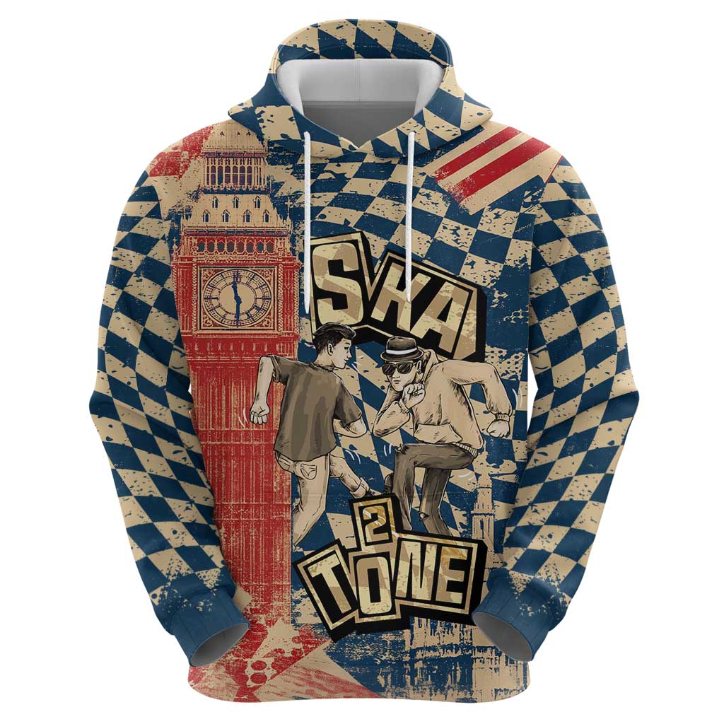 Ska 2 Tone Hoodie Big Ben Dance Two Tone Blue Checkerboard - Wonder Print Shop