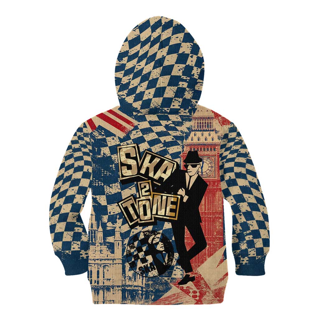 Ska 2 Tone Kid Hoodie Big Ben Dance Two Tone Blue Checkerboard - Wonder Print Shop