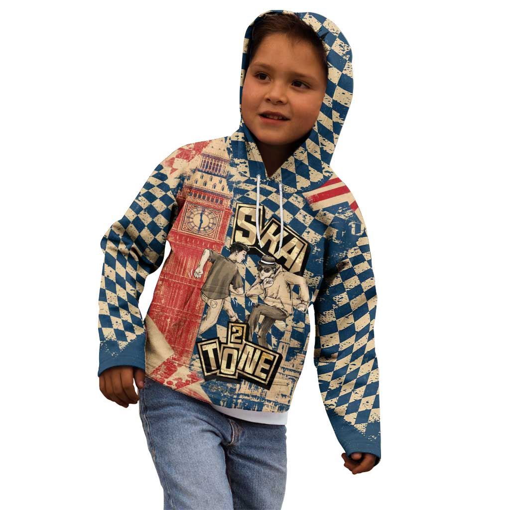 Ska 2 Tone Kid Hoodie Big Ben Dance Two Tone Blue Checkerboard - Wonder Print Shop