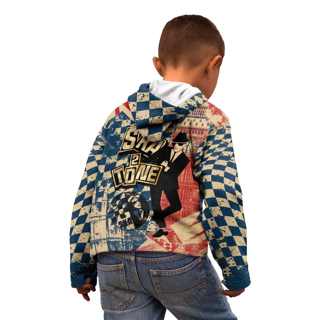 Ska 2 Tone Kid Hoodie Big Ben Dance Two Tone Blue Checkerboard - Wonder Print Shop