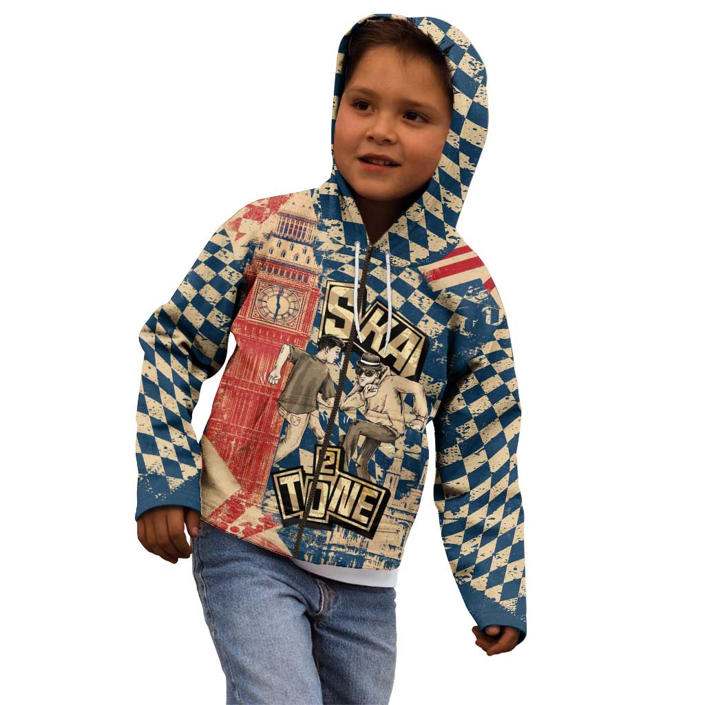 Ska 2 Tone Kid Hoodie Big Ben Dance Two Tone Blue Checkerboard - Wonder Print Shop