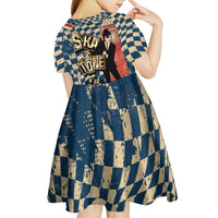 Ska 2 Tone Kid Short Sleeve Dress Big Ben Dance Two Tone Blue Checkerboard - Wonder Print Shop
