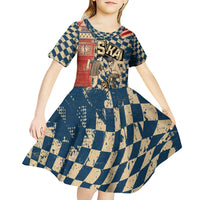 Ska 2 Tone Kid Short Sleeve Dress Big Ben Dance Two Tone Blue Checkerboard - Wonder Print Shop