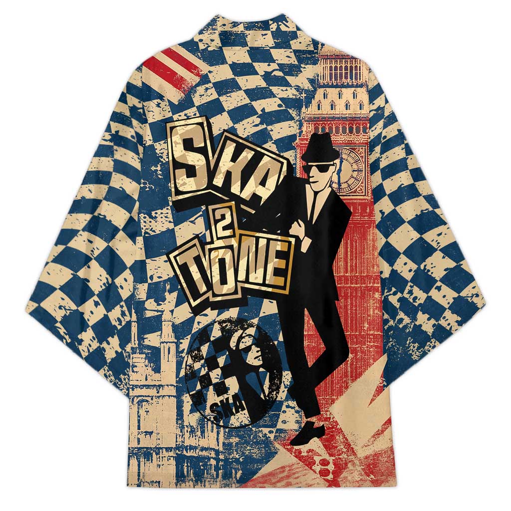 Ska 2 Tone Kimono Big Ben Dance Two Tone Blue Checkerboard - Wonder Print Shop