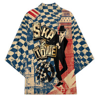 Ska 2 Tone Kimono Big Ben Dance Two Tone Blue Checkerboard - Wonder Print Shop