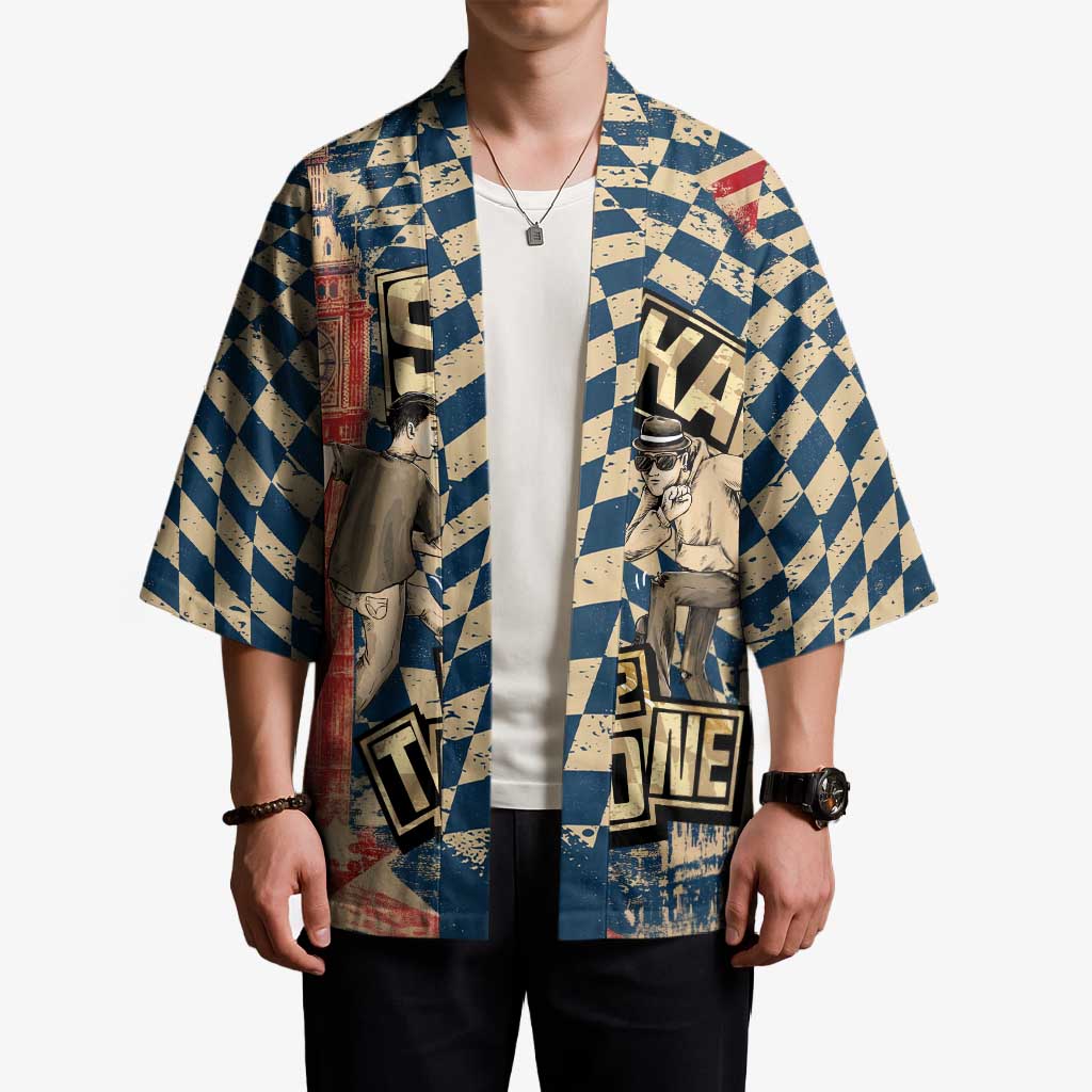 Ska 2 Tone Kimono Big Ben Dance Two Tone Blue Checkerboard - Wonder Print Shop