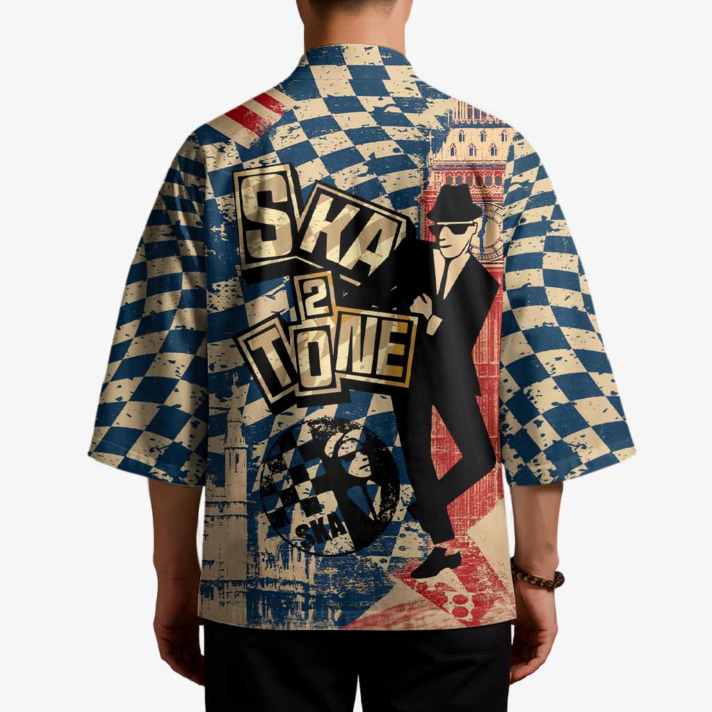 Ska 2 Tone Kimono Big Ben Dance Two Tone Blue Checkerboard - Wonder Print Shop