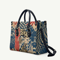 Ska 2 Tone Leather Bag Big Ben Dance Two Tone Blue Checkerboard - Wonder Print Shop