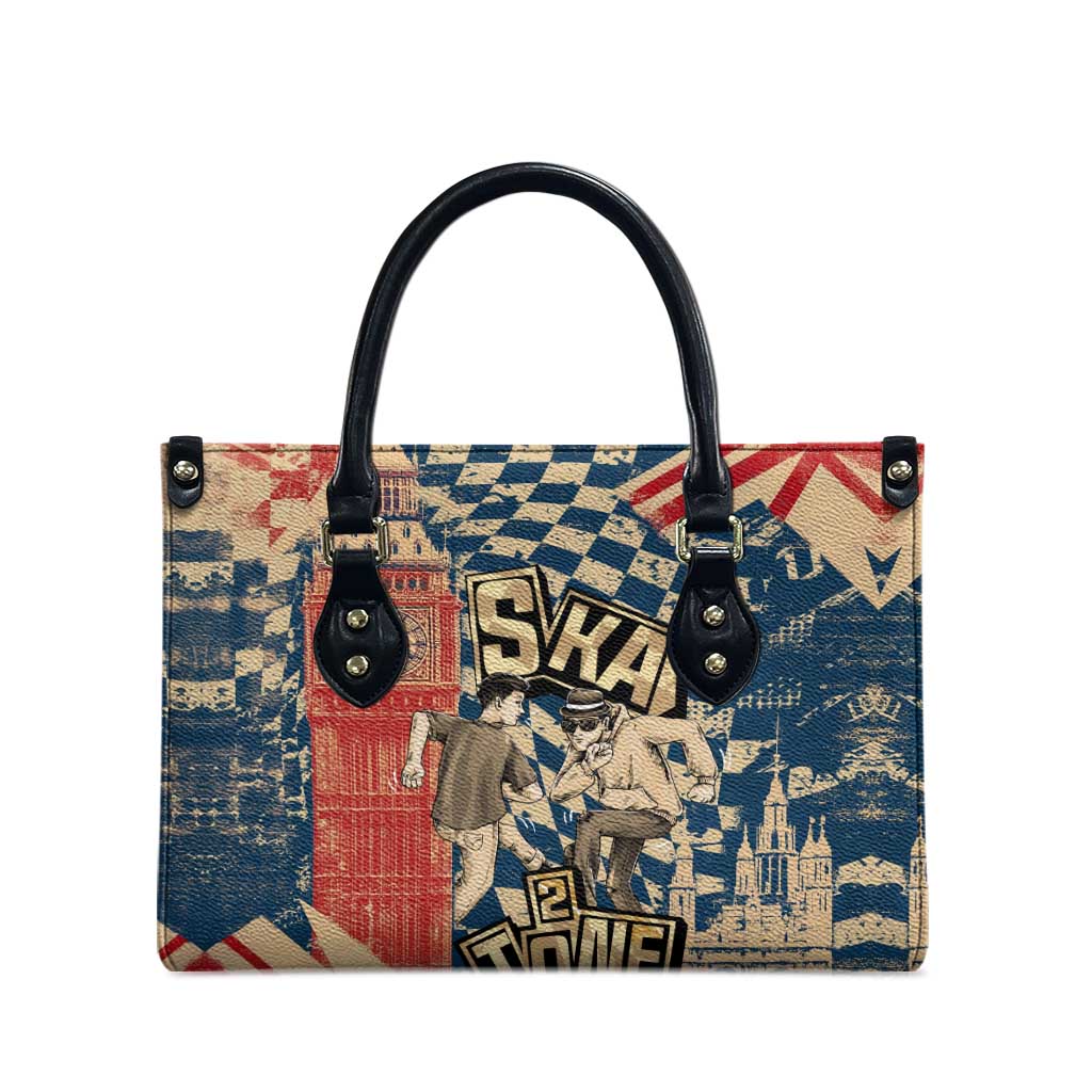 Ska 2 Tone Leather Bag Big Ben Dance Two Tone Blue Checkerboard - Wonder Print Shop