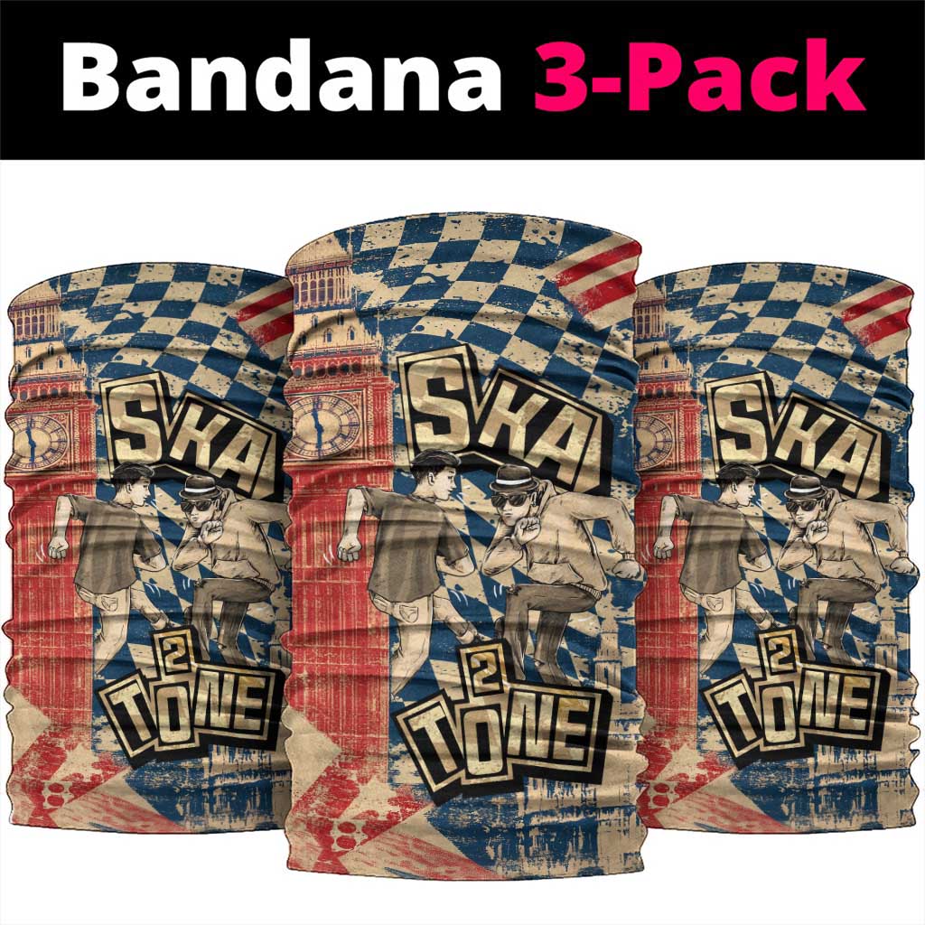 Ska 2 Tone Neck Gaiter Big Ben Dance Two Tone Blue Checkerboard - Wonder Print Shop