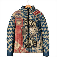 Ska 2 Tone Padded Jacket Big Ben Dance Two Tone Blue Checkerboard - Wonder Print Shop