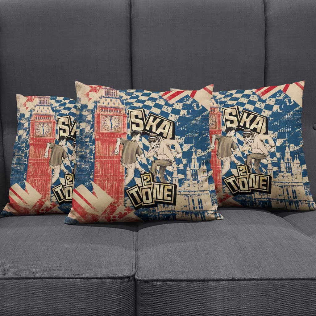 Ska 2 Tone Pillow Cover Big Ben Dance Two Tone Blue Checkerboard - Wonder Print Shop