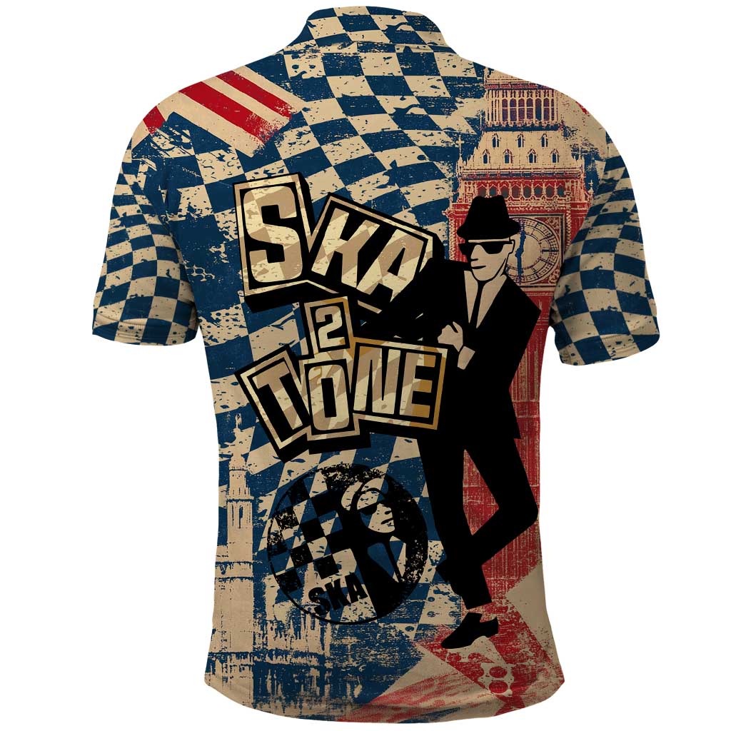 Ska 2 Tone Polo Shirt Big Ben Dance Two Tone Blue Checkerboard - Wonder Print Shop
