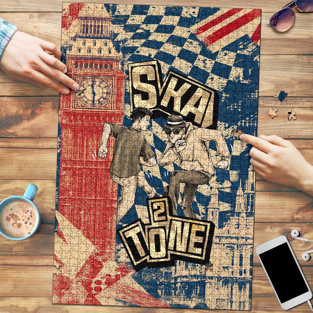 Ska 2 Tone Puzzle Big Ben Dance Two Tone Blue Checkerboard - Wonder Print Shop