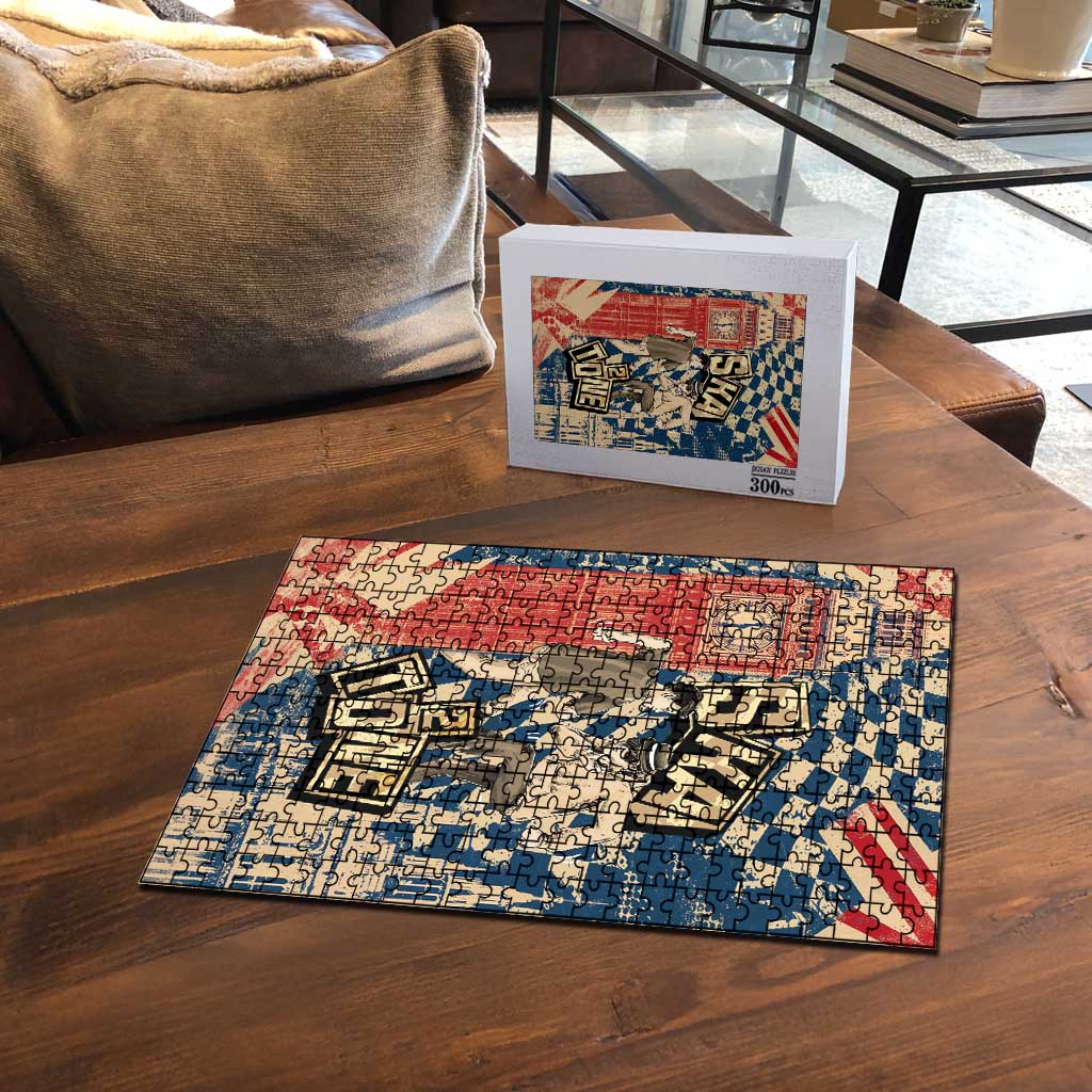 Ska 2 Tone Puzzle Big Ben Dance Two Tone Blue Checkerboard - Wonder Print Shop