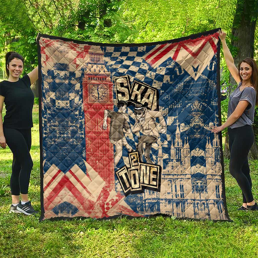 Ska 2 Tone Quilt Big Ben Dance Two Tone Blue Checkerboard - Wonder Print Shop