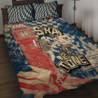 Ska 2 Tone Quilt Bed Set Big Ben Dance Two Tone Blue Checkerboard - Wonder Print Shop