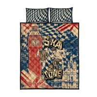 Ska 2 Tone Quilt Bed Set Big Ben Dance Two Tone Blue Checkerboard - Wonder Print Shop