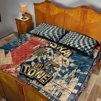 Ska 2 Tone Quilt Bed Set Big Ben Dance Two Tone Blue Checkerboard - Wonder Print Shop