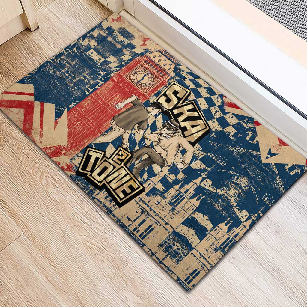 Ska 2 Tone Rubber Doormat Big Ben Dance Two Tone Blue Checkerboard - Wonder Print Shop