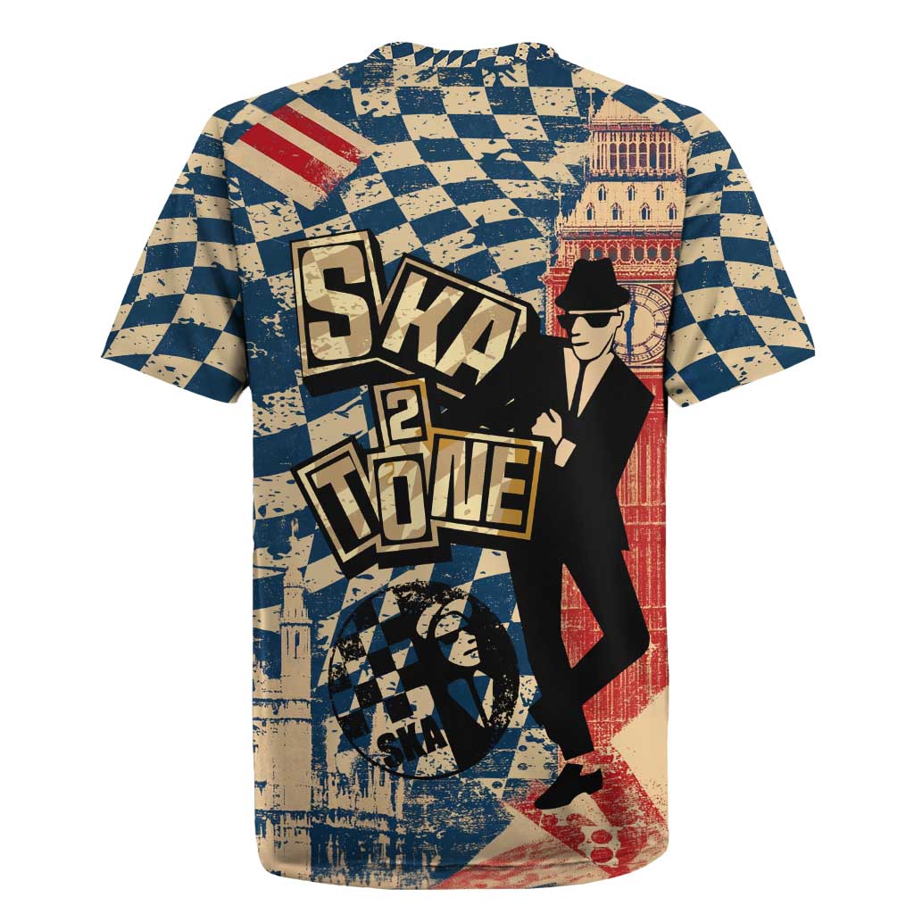 Ska 2 Tone Rugby Jersey Big Ben Dance Two Tone Blue Checkerboard - Wonder Print Shop
