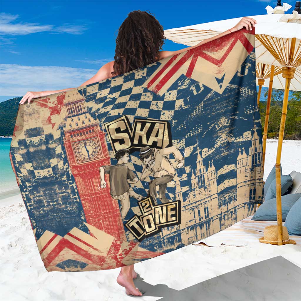 Ska 2 Tone Sarong Big Ben Dance Two Tone Blue Checkerboard - Wonder Print Shop