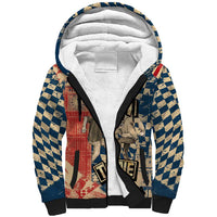Ska 2 Tone Sherpa Hoodie Big Ben Dance Two Tone Blue Checkerboard - Wonder Print Shop