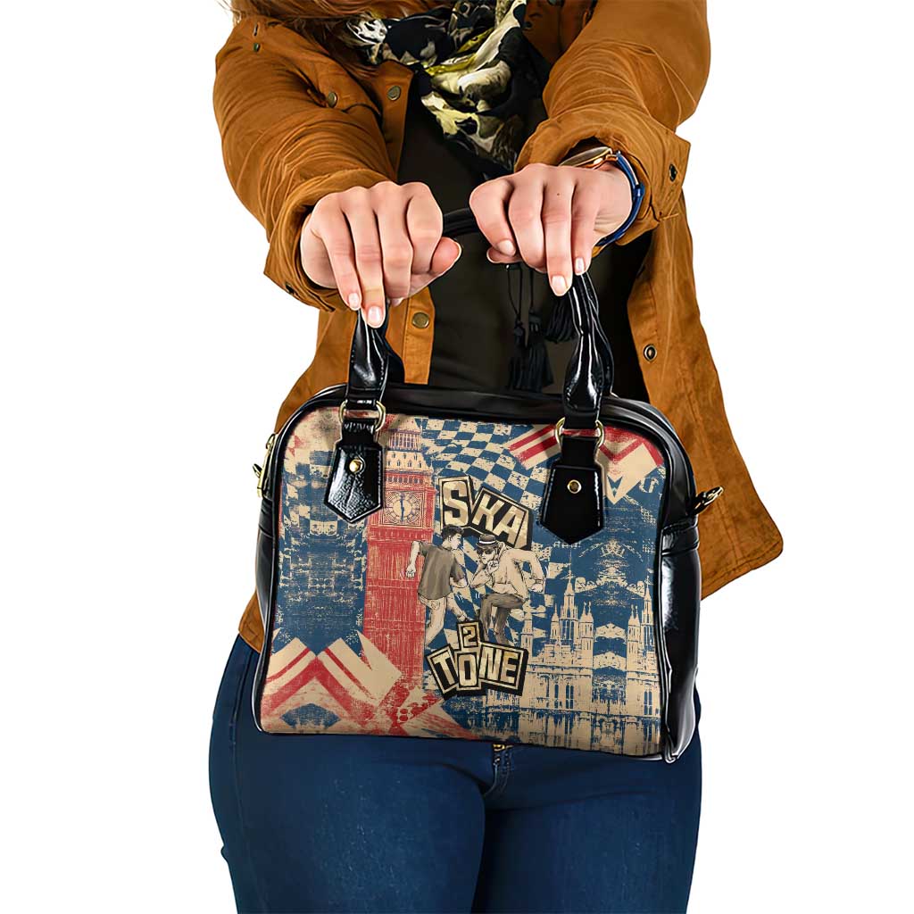 Ska 2 Tone Shoulder Handbag Big Ben Dance Two Tone Blue Checkerboard - Wonder Print Shop