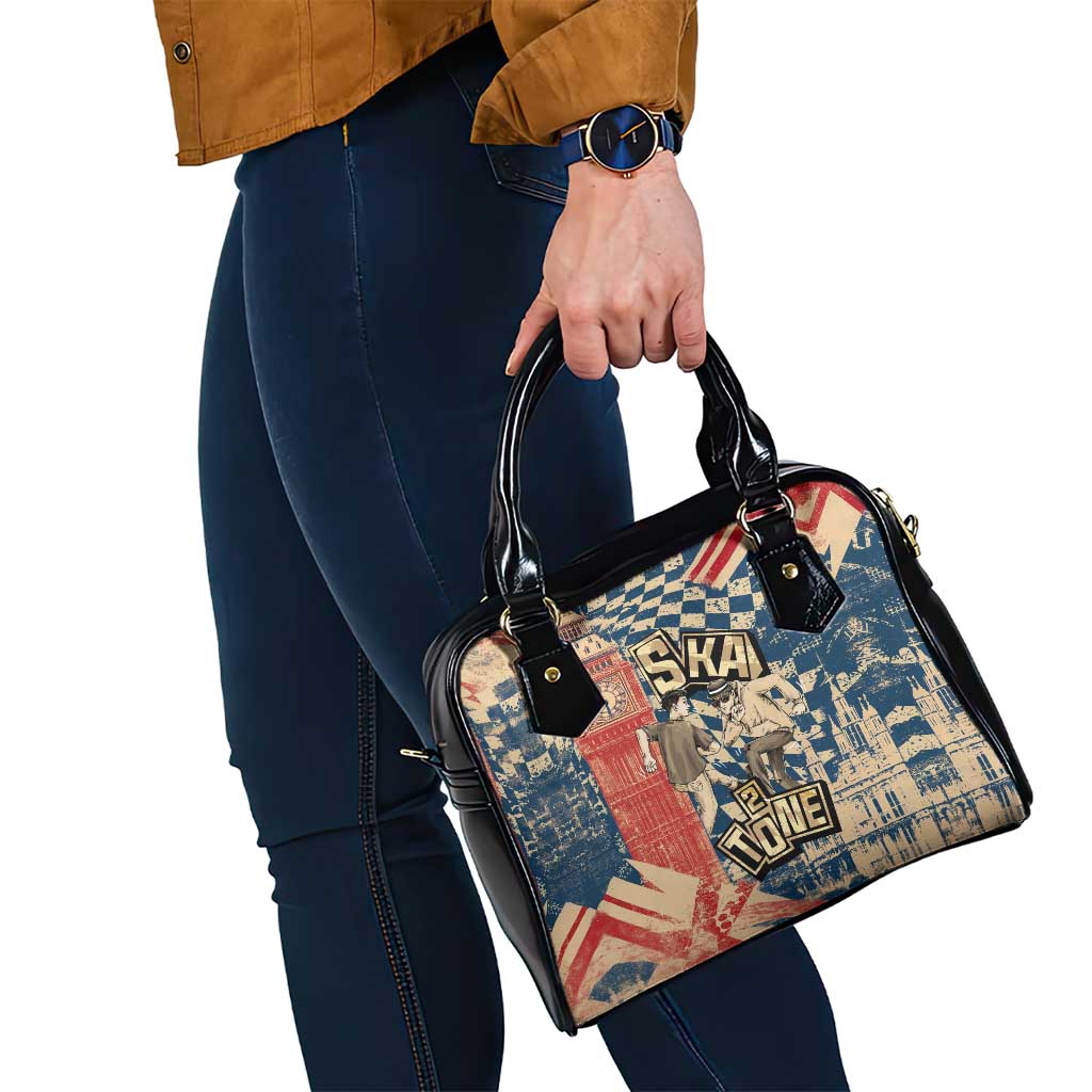 Ska 2 Tone Shoulder Handbag Big Ben Dance Two Tone Blue Checkerboard - Wonder Print Shop