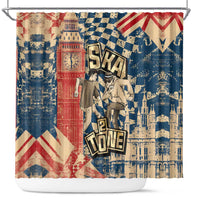 Ska 2 Tone Shower Curtain Big Ben Dance Two Tone Blue Checkerboard - Wonder Print Shop