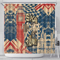 Ska 2 Tone Shower Curtain Big Ben Dance Two Tone Blue Checkerboard - Wonder Print Shop